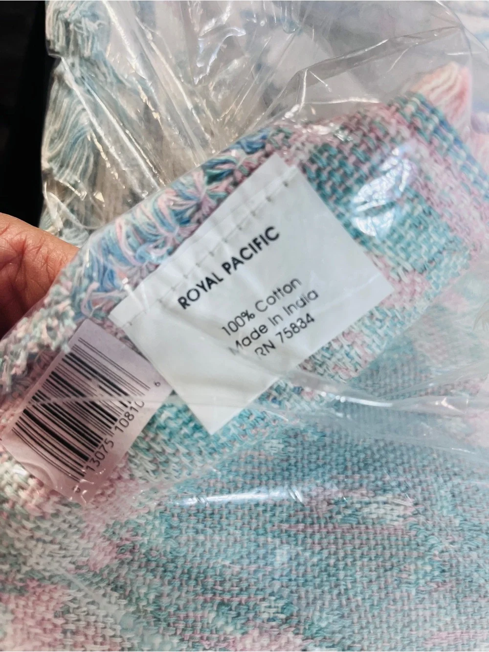 New Pastel Floral Woven 22 x 40 Throw Rug - Aqua & Pink and Placemat